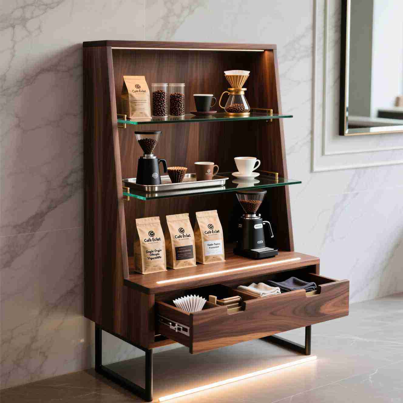 coffee mug display shelf