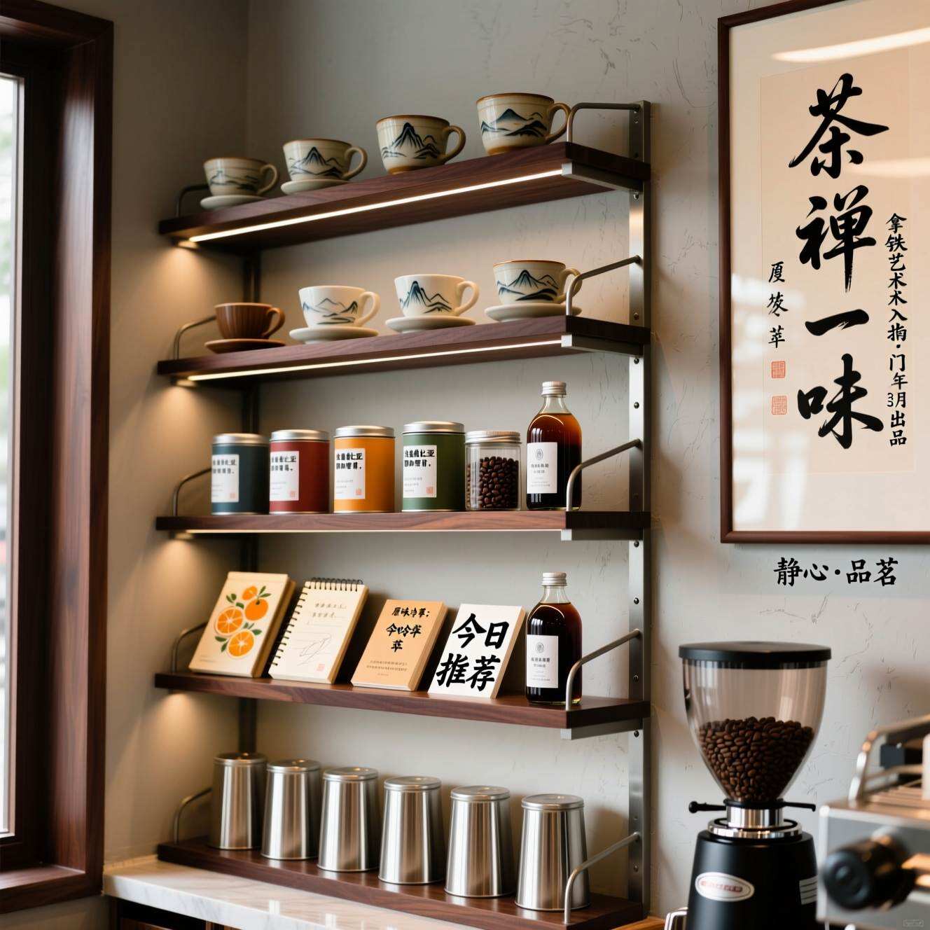 coffee display shelf