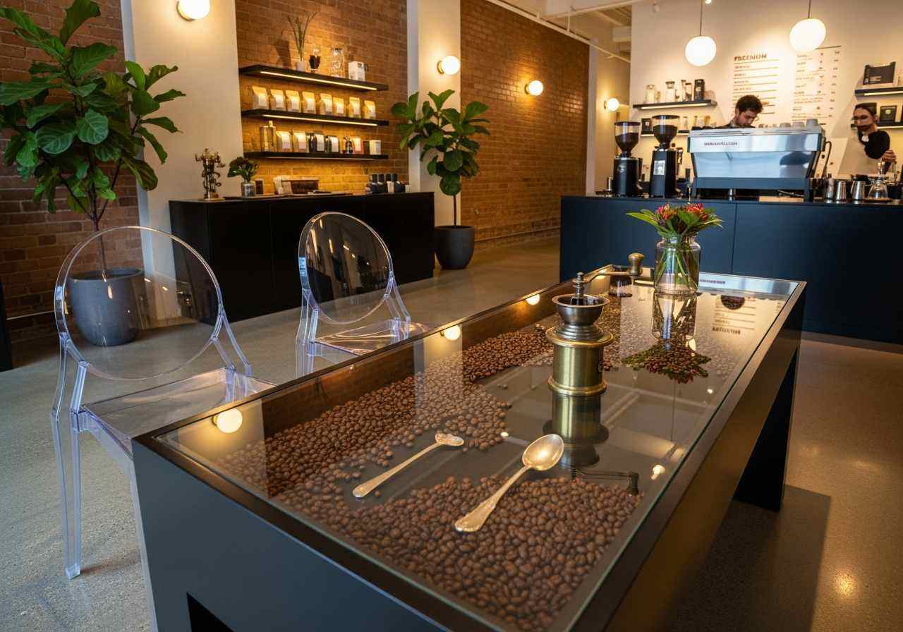 glass display top coffee table