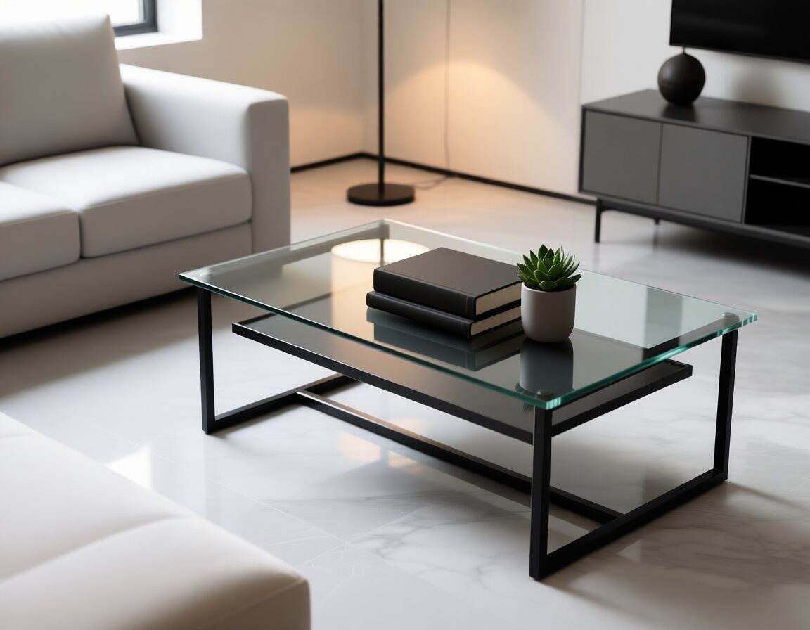 glass display top coffee table